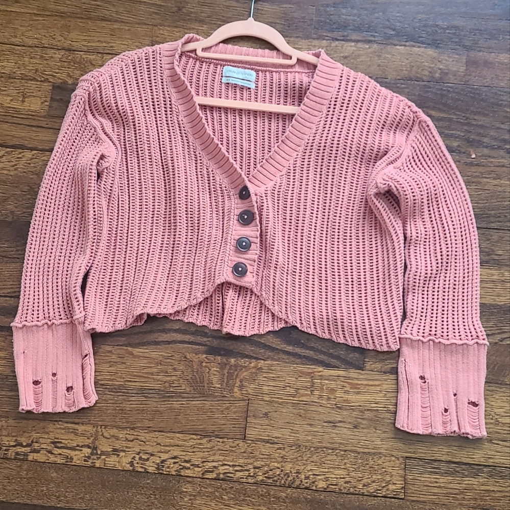 Urban Outfitters Women's Pink Crop Knit Sweater